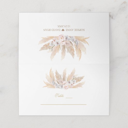 白蘭パンパスグラス結婚のテーブル番号 プレイスカード (外部開封)