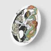 白虎対緑陰陽 ラウンド壁時計 (傾斜)