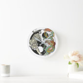 白虎対緑陰陽 ラウンド壁時計 (ホーム)