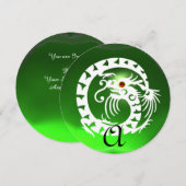 白蛇龍 緑エメラルドジェム モノグラム 招待状 (正面/裏面)