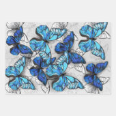 白蝶と青蝶の構成 ラッピングペーパーシート (正面3)