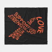 白血病がんリボンと闘う2 フリースブランケット (正面(横))