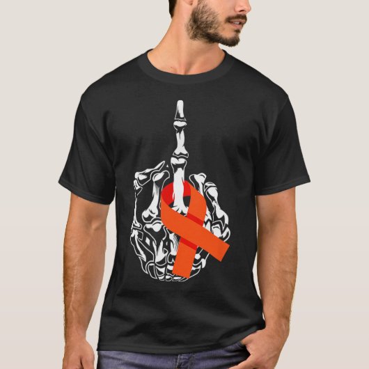 白血病がん中指白血病がん戦争 Tシャツ (正面)