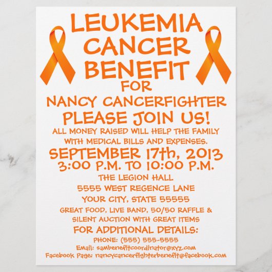 白血病がん特典型フライヤー チラシ (正面)