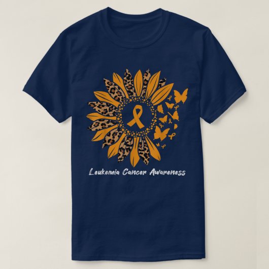 白血病がん認識度ヒマワリ蝶フェット Tシャツ (デザイン正面)