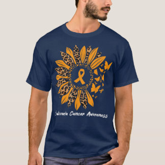 白血病がん認識度ヒマワリ蝶フェット Tシャツ