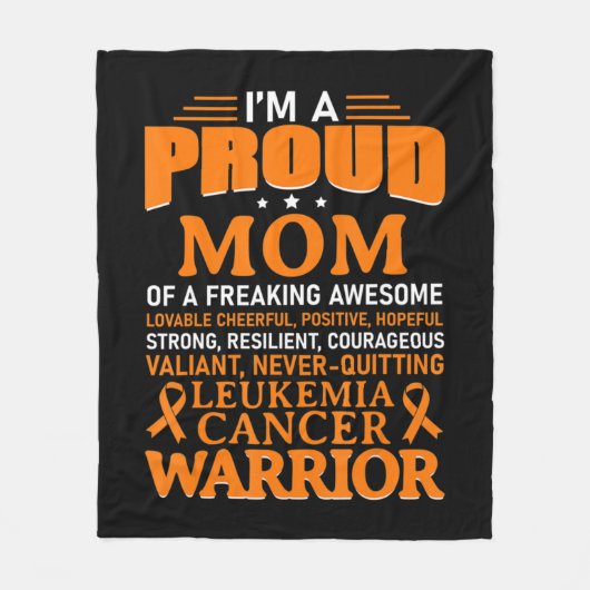 白血病がん認識度生存者オレンジリボンM フリースブランケット (正面)