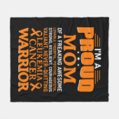 白血病がん認識度生存者オレンジリボンM フリースブランケット (正面(横))