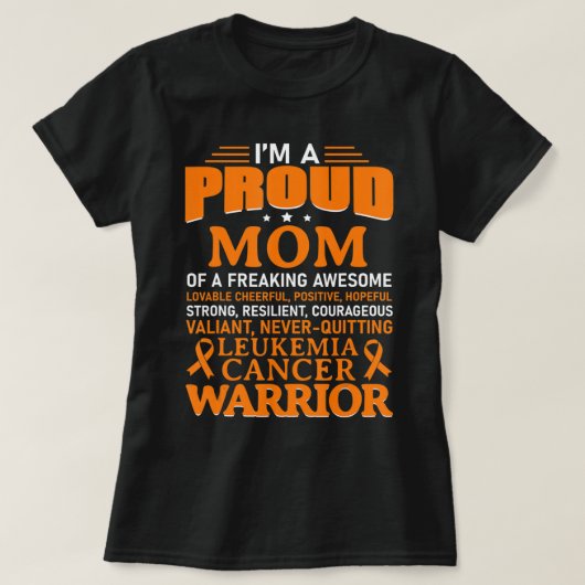 白血病がん認識度生存者オレンジリボンM Tシャツ (デザイン正面)