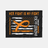 白血病がん認識度製品米国国旗 フリースブランケット (正面(横))