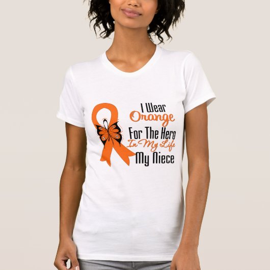 白血病のオレンジリボンの英雄私の姪 Tシャツ (正面)