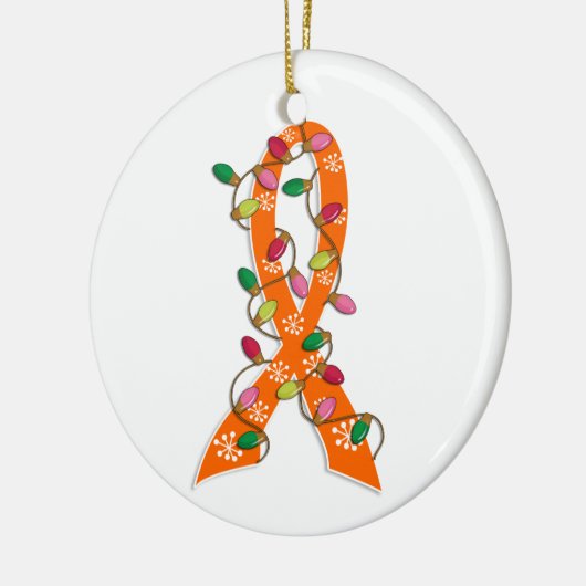 白血病のクリスマスの照明のリボン セラミックオーナメント (左)