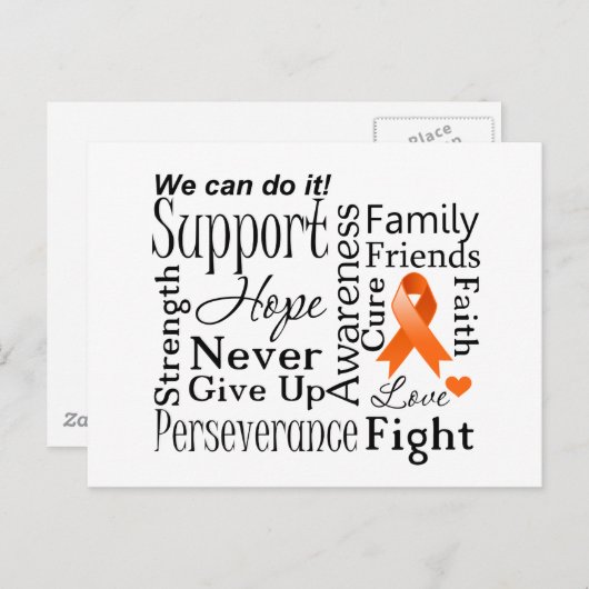 白血病の支える単語 ポストカード (正面/裏面)