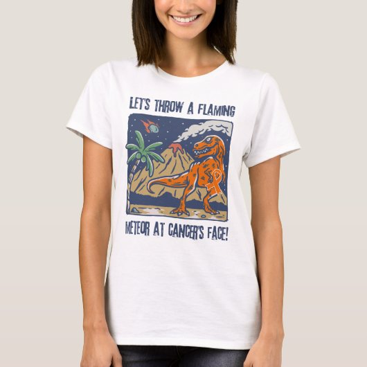 白血病の認識度に炎の隕石を投げるおもしろい Tシャツ (正面)