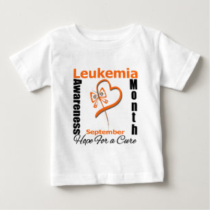 白血病の認識度月の蝶ハート ベビーTシャツ