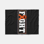 白血病オレンジリボンとの闘い1 フリースブランケット (正面(横))