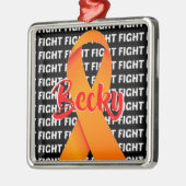 白血病オレンジリボンと戦う メタルオーナメント (左)