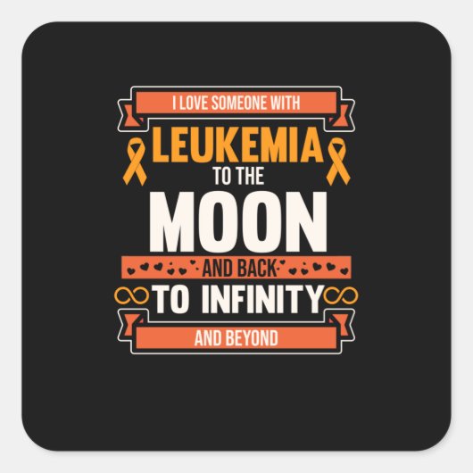 白血病オレンジリボン認識度で人を愛する スクエアシール (正面)