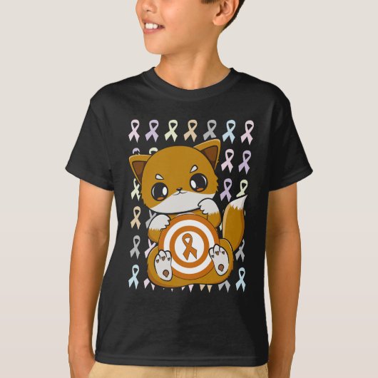 白血病キツネ用オレンジリボン付き認識度 Tシャツ (正面)