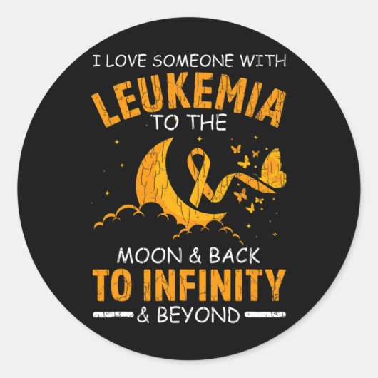 白血病ハッピーリボンでを愛する認識度 ラウンドシール (正面)