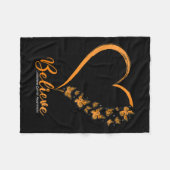 白血病信じ認識度オレンジリボン フリースブランケット (正面(横))