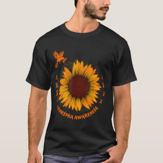 白血病啓発リボン オレンジ 花 鳥 希望 Tシャツ