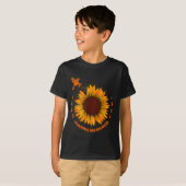 白血病啓発リボン オレンジ 花 鳥 希望 Tシャツ (正面フル)
