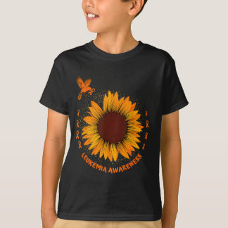 白血病啓発リボン オレンジ 花 鳥 希望 Tシャツ