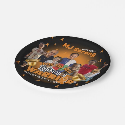 白血病生存者お祝いプレートベルリンギング ペーパープレート (アングル)