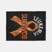 白血病生存者オレンジリボンがん白血病Aw フリースブランケット (正面(横))