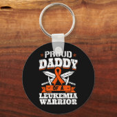 白血病誇りを持った戦士のパパパパ認識度Bl キーホルダー (正面)