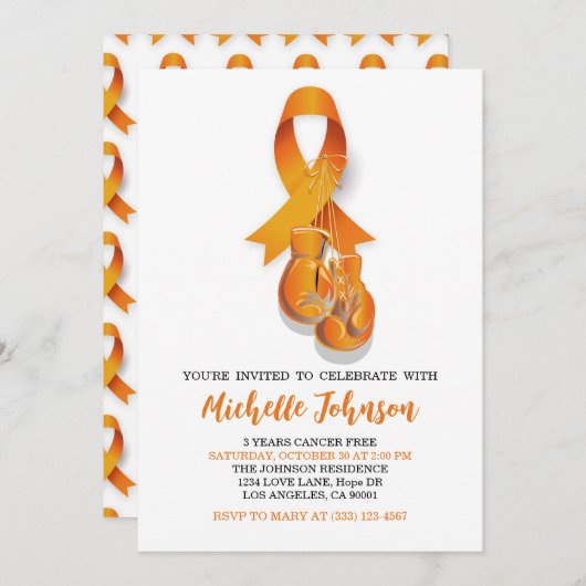 白血病認識度オレンジリボンがんフリーパーティー 招待状 (正面/裏面)