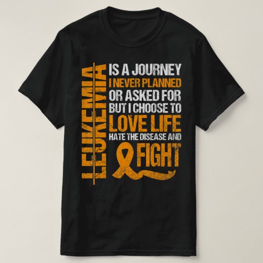 白血病認識度オレンジリボンのサポート Tシャツ (デザイン正面)