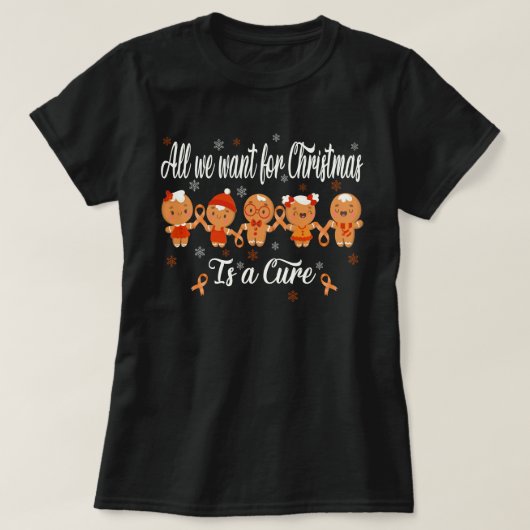 白血病認識度クリスマスジンジャーブレッドかわいい Tシャツ (デザイン正面)