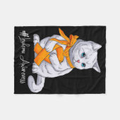 白血病認識度ヶ月オレンジリボン猫 フリースブランケット (正面(横))