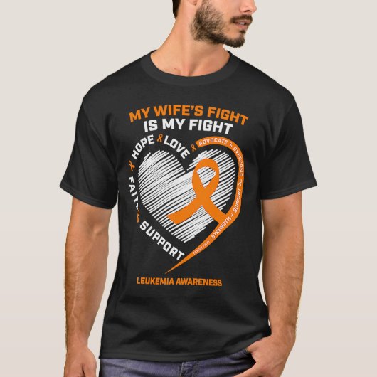 白血病認識度妻の夫の男性の白血病 Tシャツ (正面)