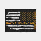 白血病認識度月米国国旗I'A Warri フリースブランケット (正面(横))