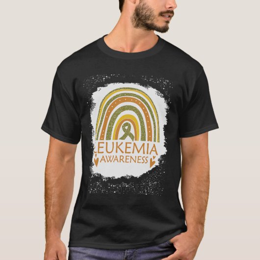 白血病認識度漂白レインボーオレンジリボン Tシャツ (正面)