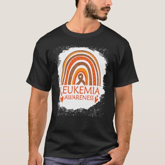 白血病認識度漂白レインボーオレンジリボン Tシャツ (正面)