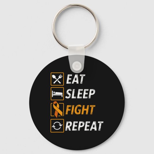 白血病 血液がん アウェアネス Eat Sleep Fight キーホルダー (正面)