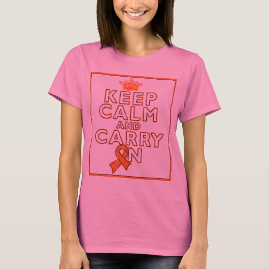 白血病Keep Calm and Carry On Tシャツ (正面)