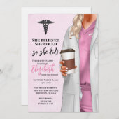 白衣 医学部 卒業式 招待状 (正面/裏面)