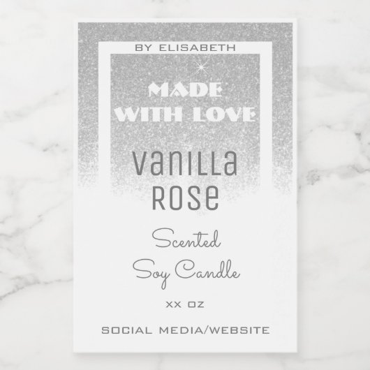 白製品包装ラベルシルバーグリッター雨 フードラベル (シングルラベル)