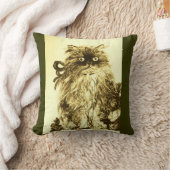 白褐色のグリーンバラ付き子猫 クッション (ブランケット)