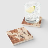 白褐色の牛革 ストーンコースター (横)