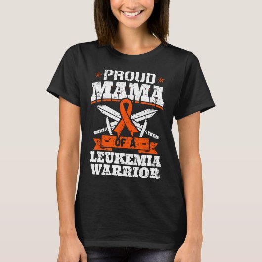 白誇りを持った血病戦士のママ認識度ブロ Tシャツ (正面)