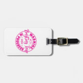 白警告色にマゼンタ色の旅 ラゲッジタグ (正面横)
