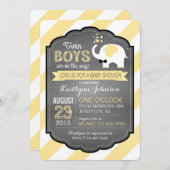 白象とストライプのシャワー 招待状 (正面/裏面)