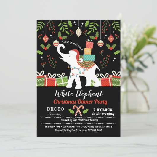 白象のクリスマスパーティー贈答品交換 招待状 (スタンド正面)