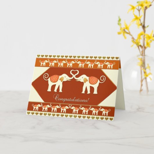 白象の愛おめでとうカード カード (黄色い花)